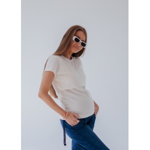 Футболка для беременных с секретом для кормления Молочная